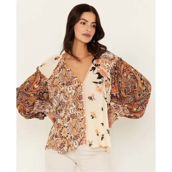 フリーピープル Free People Gemini Blouse レディース シャツ トップス Sand Combo Free People | Tops | Free People Gemini Blouse Sand Combo